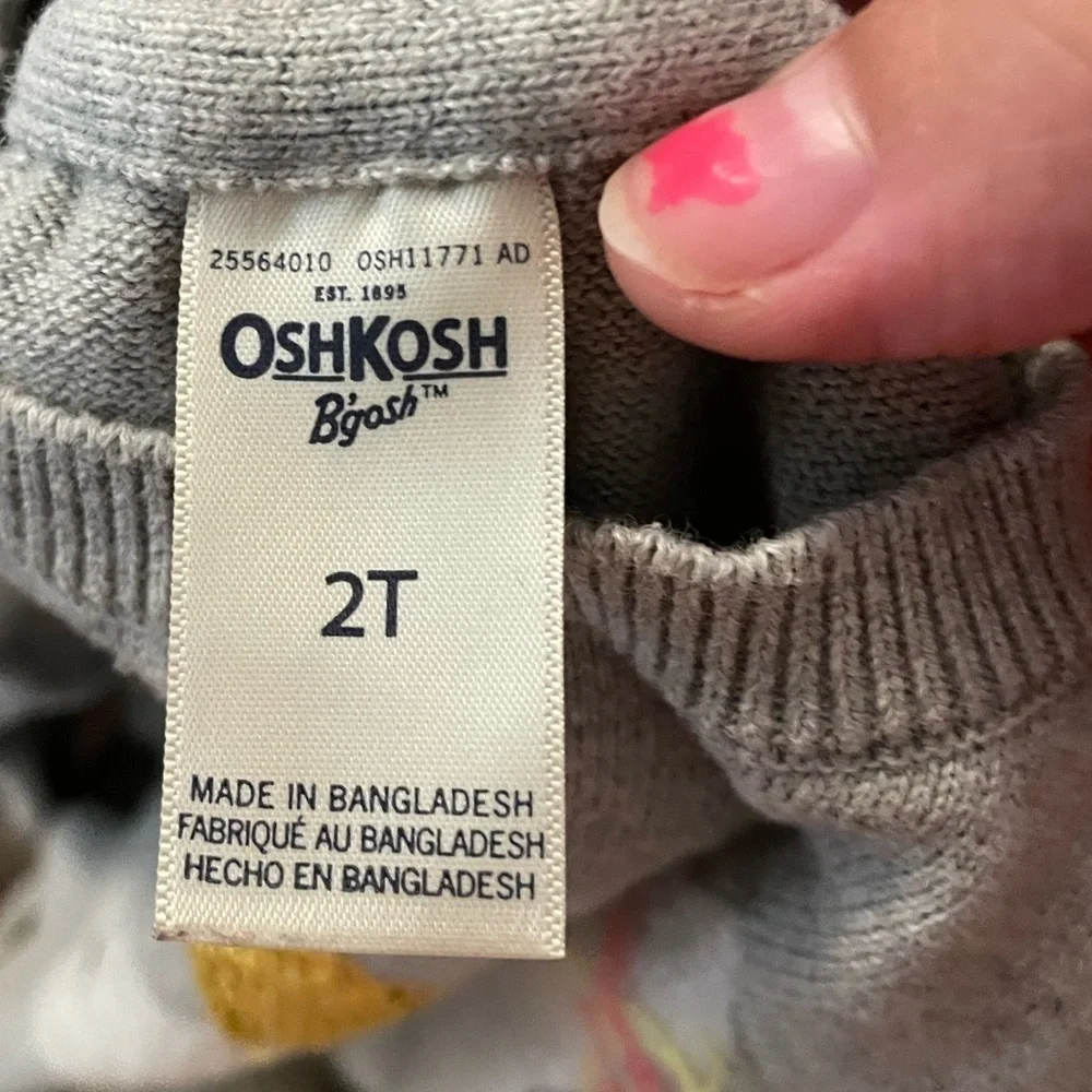 OshKosh B'gosh Toddler Girls Gray and Gold Unicorn Sweater size 2T